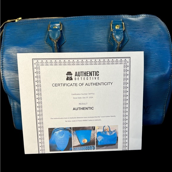 Louis Vuitton Blue Epi Speedy 33cm w/COA (A207) - Picture 5 of 17